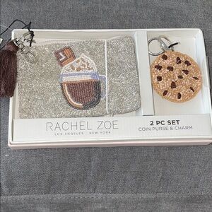 Rachel Zoe Glittering Silver Coin Purse with Cookie Charm